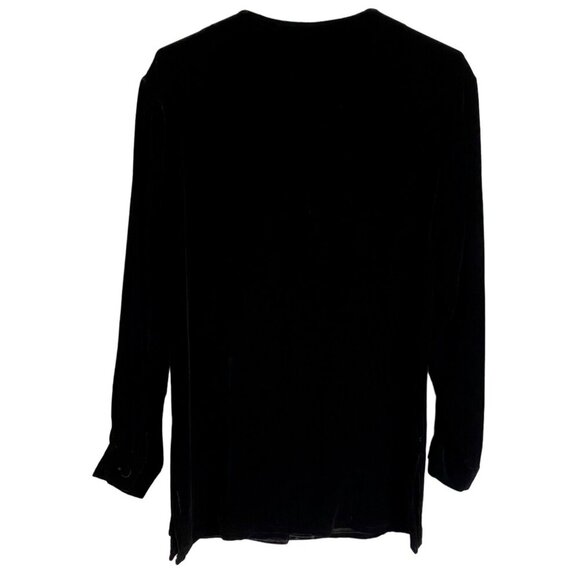 Annie Alexander Women's Black Velvety Embellished Button-Down Blouse Medium - Picture 10 of 11